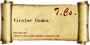 Tiroler Csaba névjegykártya
